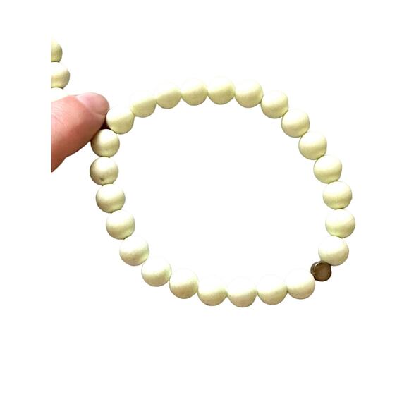 Three Lemon Chrysoprase and Sterling Stretch Bracelets - Picture 2 of 8